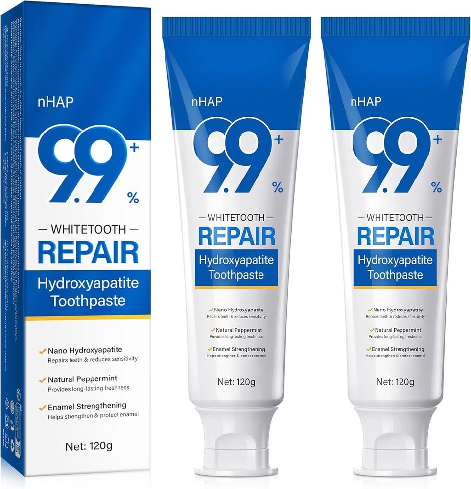 9.9% Hydroxyapatite Toothpaste - 2 Pack, Protects Enamel and Strengthens Teeth,