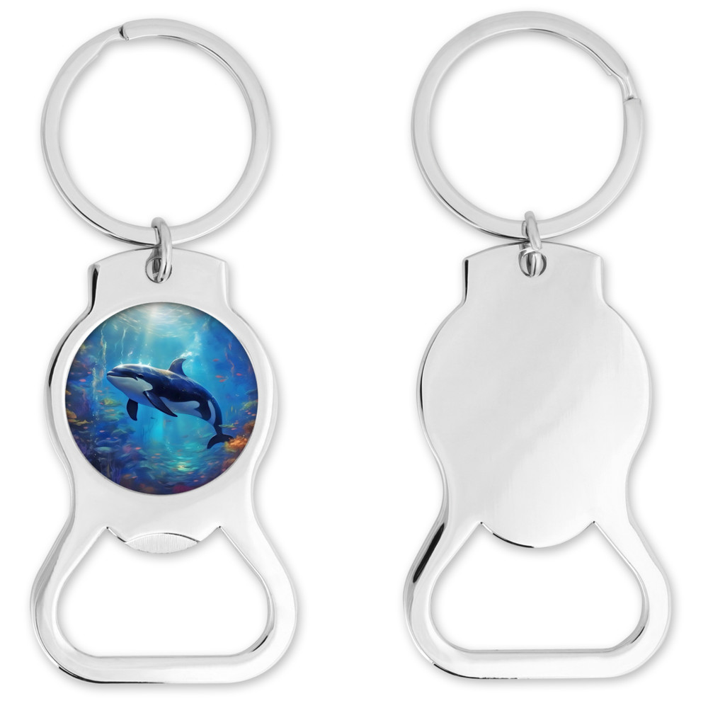 Orca Bottle Opener Keychain Round