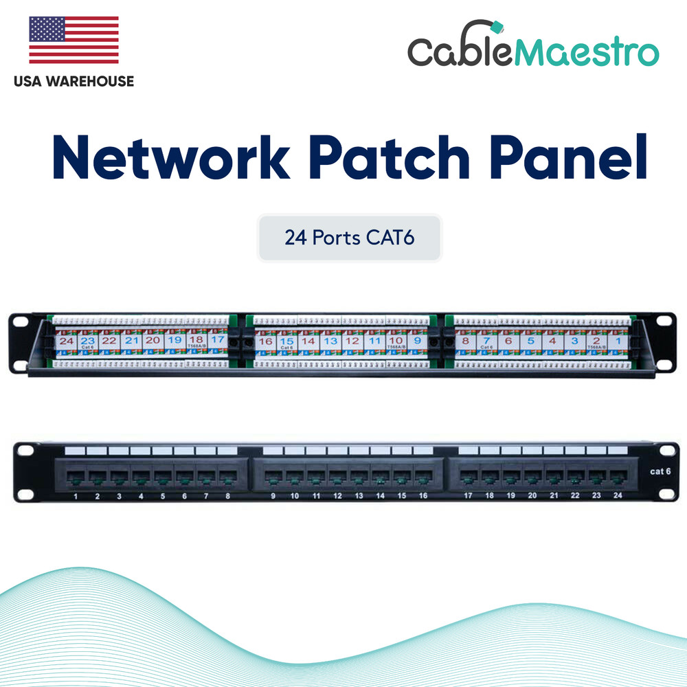 Patch Panel UTP 24 Port CAT6 RJ45 110 Network Surface Wall Mount Bracket
