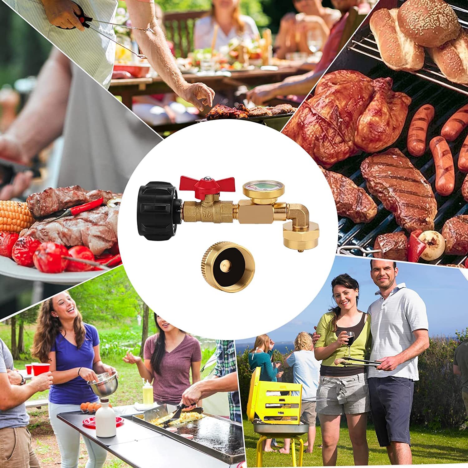 1Lb To 20Lb Tank Propane Refill Adapter With Gauge And ON-Off Control Valve US