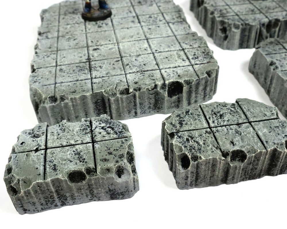 Gridded Stone Rock Hills Stacking Modular Wargaming Terrain Dungeon Tiles DnD