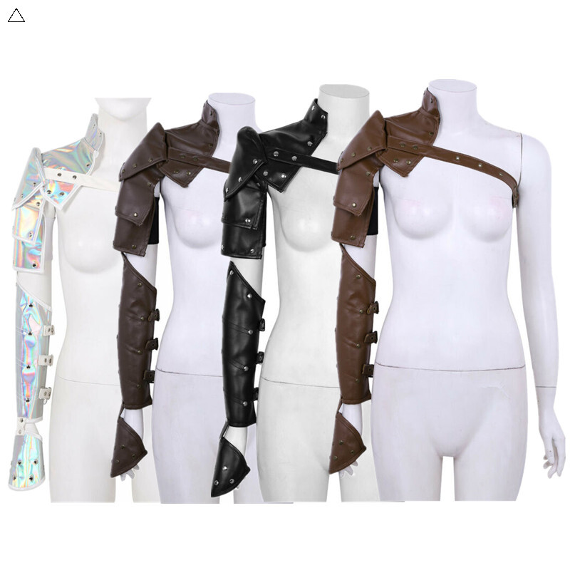 US Gothic PU Leather Shoulder Armor Adjustable Rivets Arm Armor Cuff Chest Gift