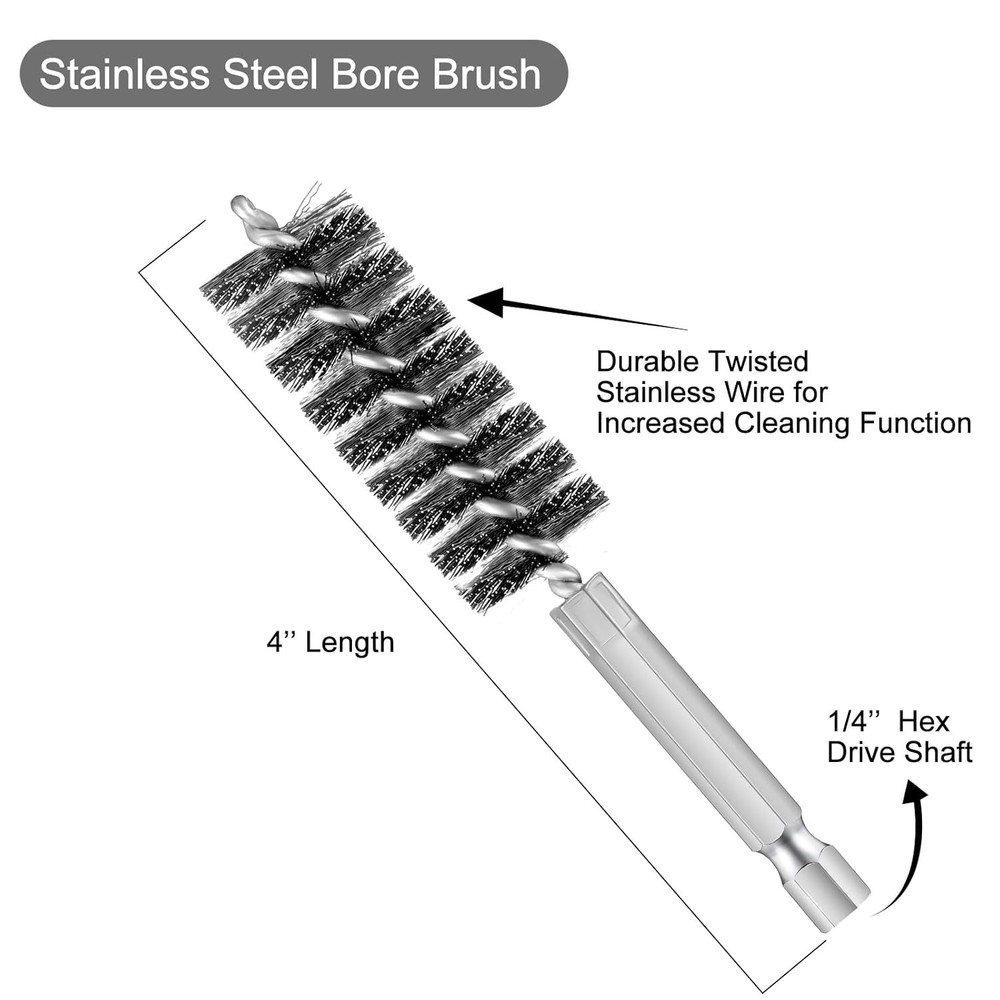 Multipurpose Steel Wire Bore Brushes with Handle and Drill Compatibility