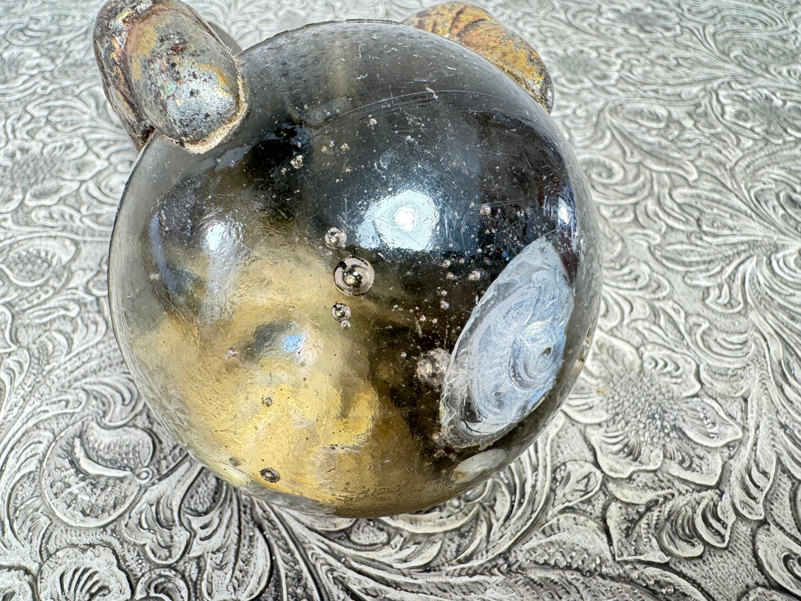 Antique Claw & Glass Ball Single 6" Foot Feet Cast Iron Furniture Hardware Table