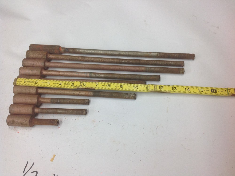 (9) Drillco 1/2" x 11 Thread Concrete Masonry Core Drill Bit. USED