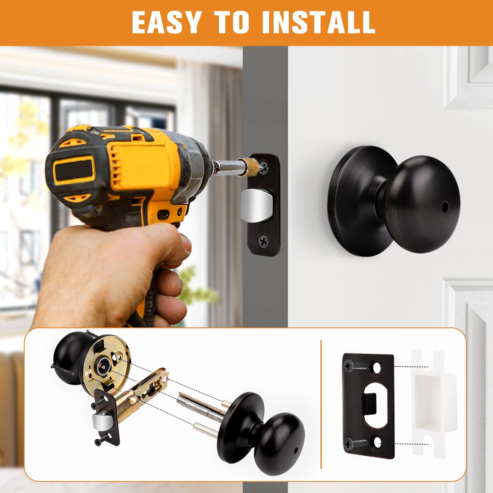 Probrico Entry/Privacy/Passage/Dummy Set Round Door Knobs Adjustment Backset