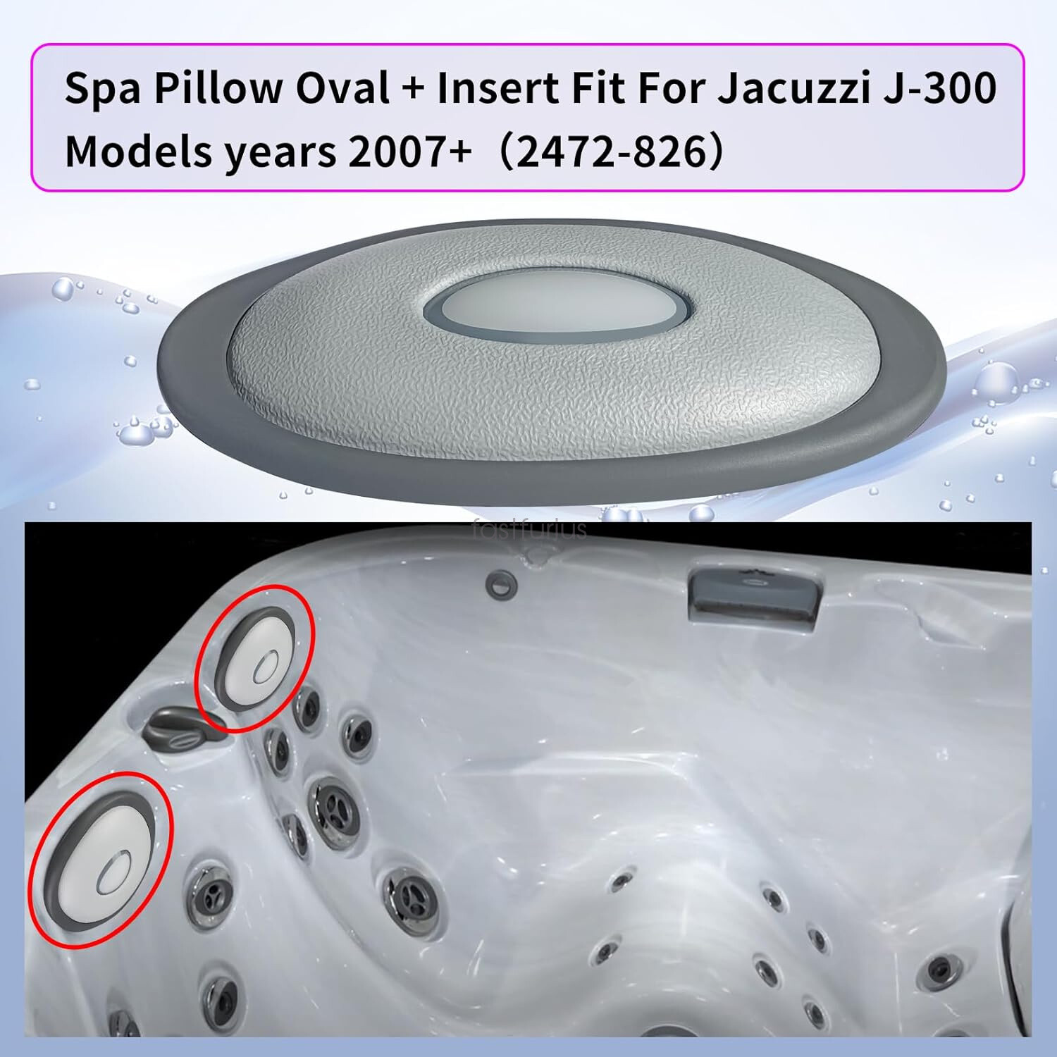 4× For 2007-2013 Jacuzzi J-300 Series hot tubs Oval Pillow Set Insert 2472-826