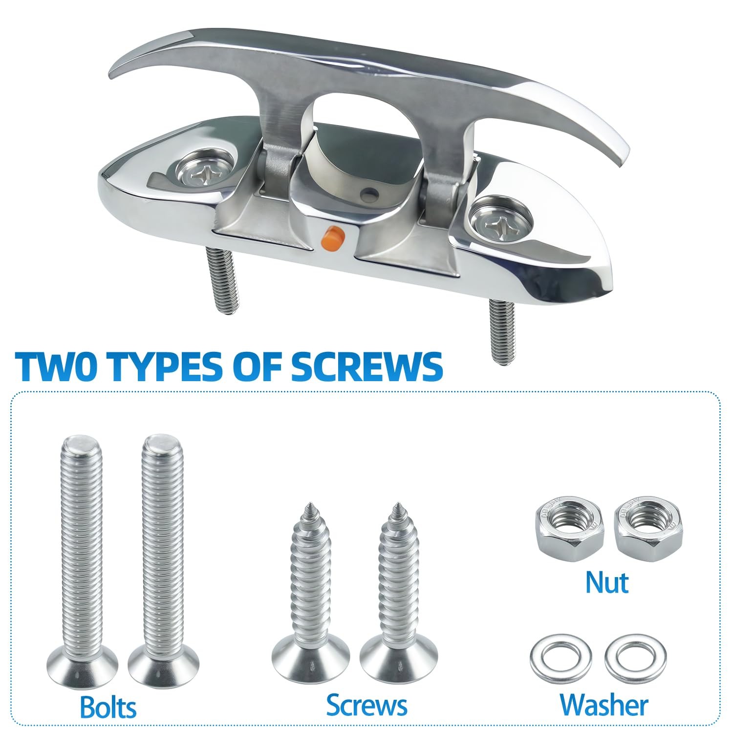 Folding Boat Cleat 41/2 Inch 316 Stainless Steel Flip Up Dock Deck Marine