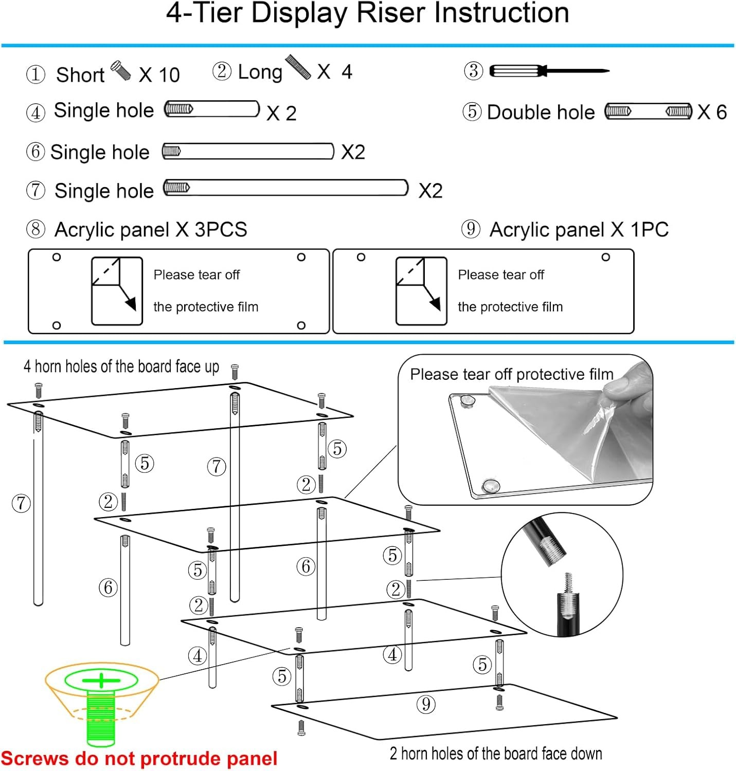 4 Tier Acrylic Perfume Organizer Stand, Clear Display Risers for Perfume, Cologn