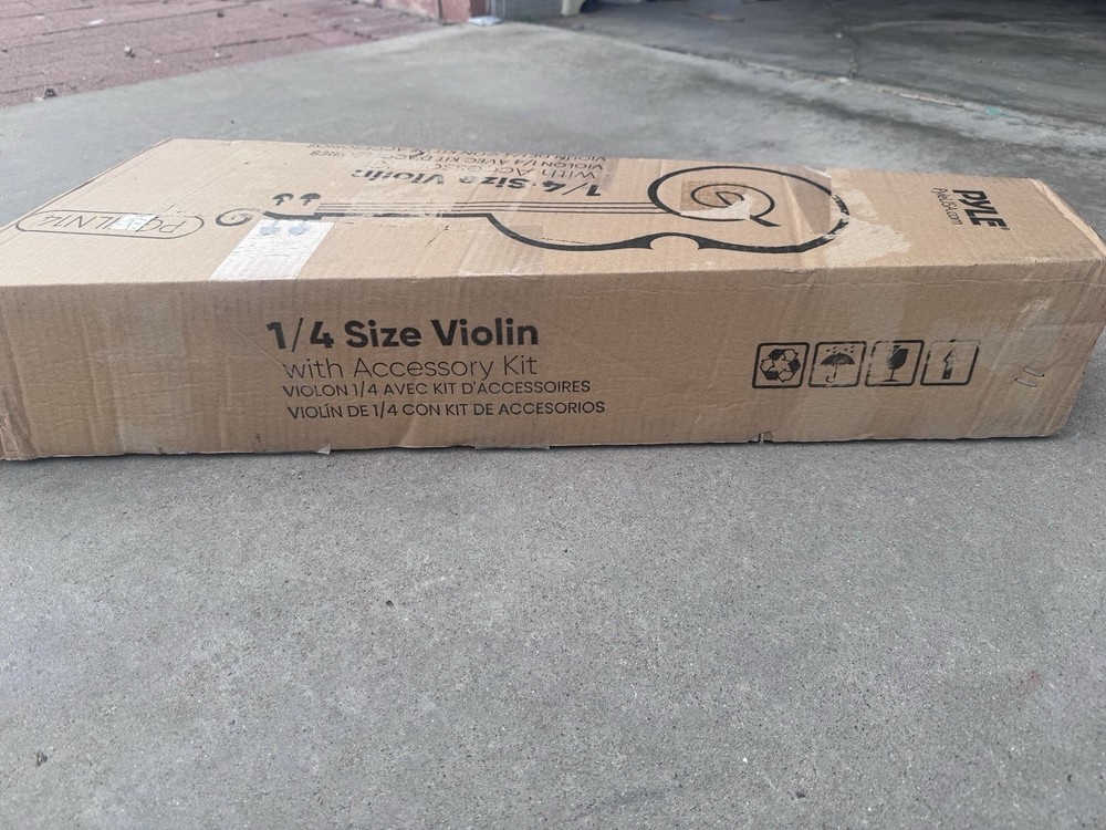 Pyle 1/4 Size Beginner Violin Starter Kit w/ Travel Case & Bow, Extra Strings