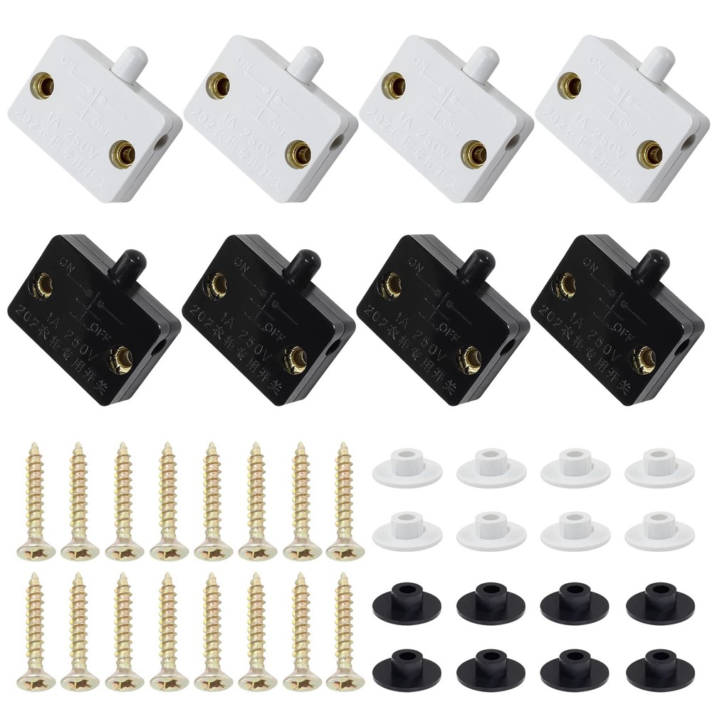8 Pcs Automatic Cabinet Lamp Switch Touch Switch Normally Closed Switch for W...