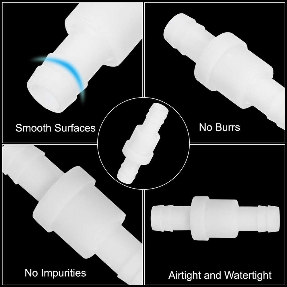 2Pack 1/2" Plastic One Way Inline Check Valve, Barb Hose Non Return White