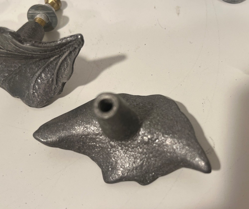 Vintage silver leaf drawer knobs set of 7