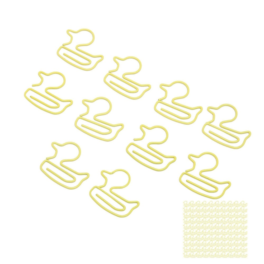 100Pcs Paper Clips Yellow Duck Shape Lightweight Portable Electroplating Process