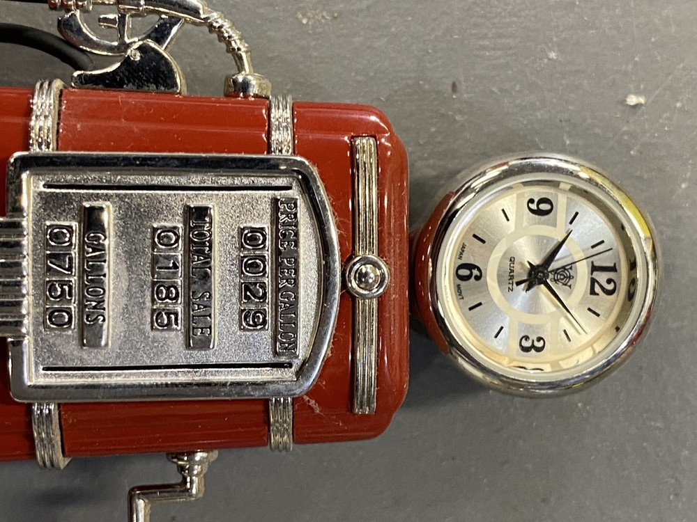 Timex Mini-clock Gas Pump Red Silver Shelf Clock