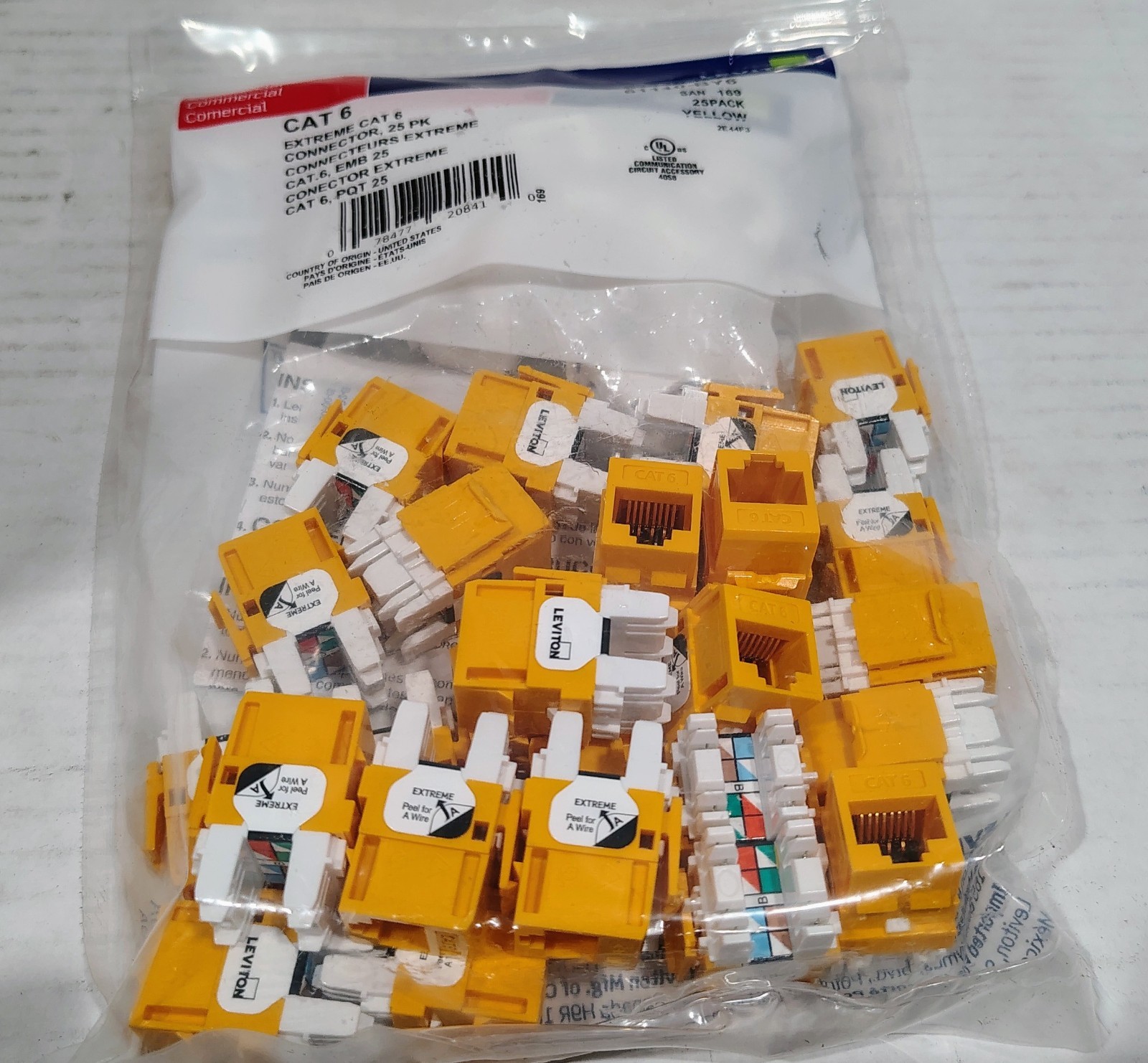 Leviton 61110-BY6 Extreme Category 6 UTP Quickport Jack Yellow Lot Of 37