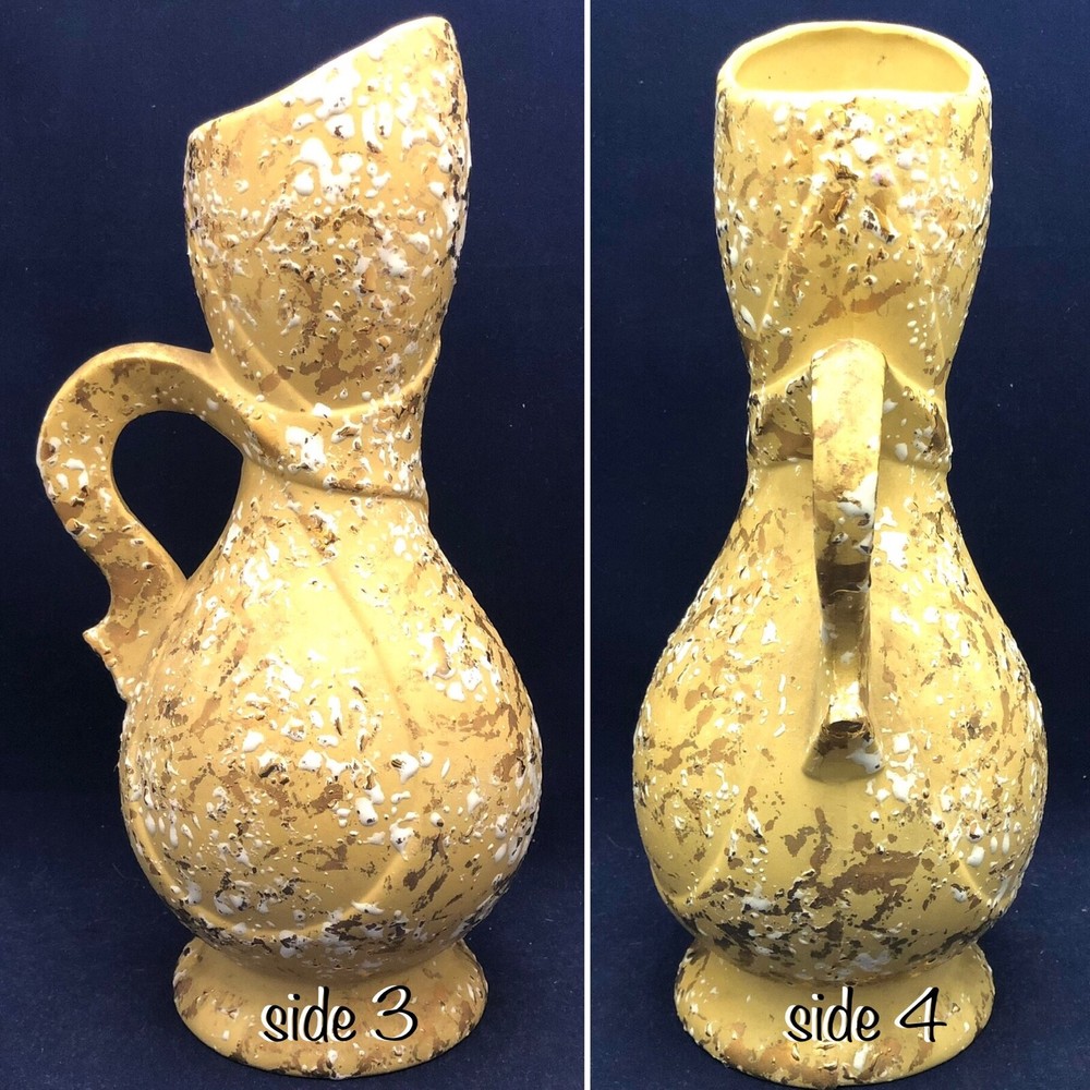 MCM Molton Gold Ceramic Water Beverage Pitcher Hand Crafted