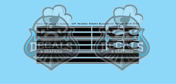 Seminole Stripe Black/Silver Outline 1:87 Scale