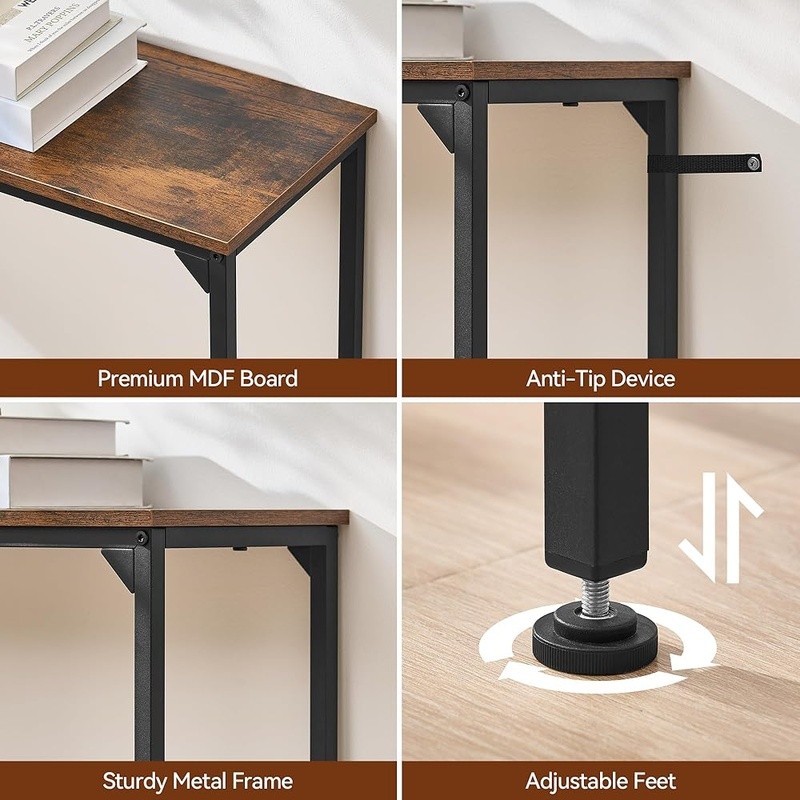 Narrow Console Table W/ Outlets USB Type-C Charging Slim Sofa Entryway Storage