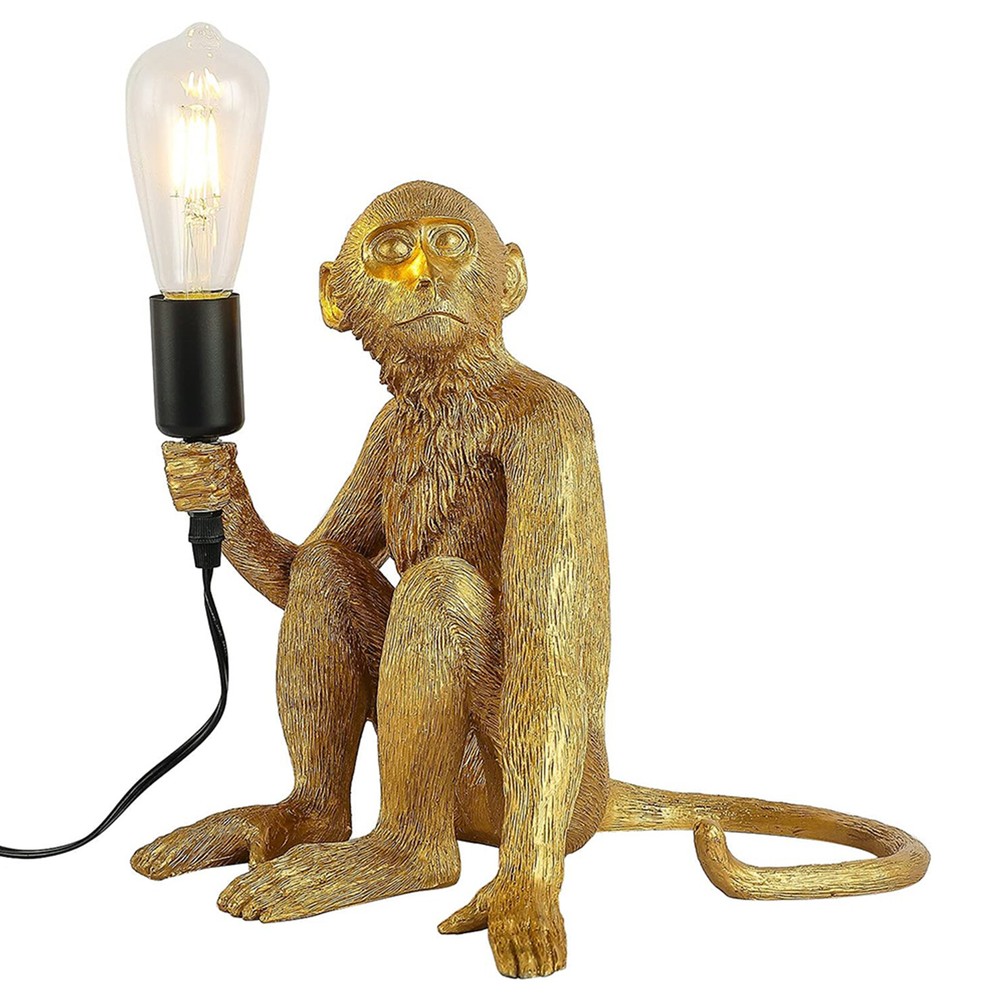 Gold Monkey Table Lamp Sitting Monkey Light Bedroom Monkey Table Light Gift