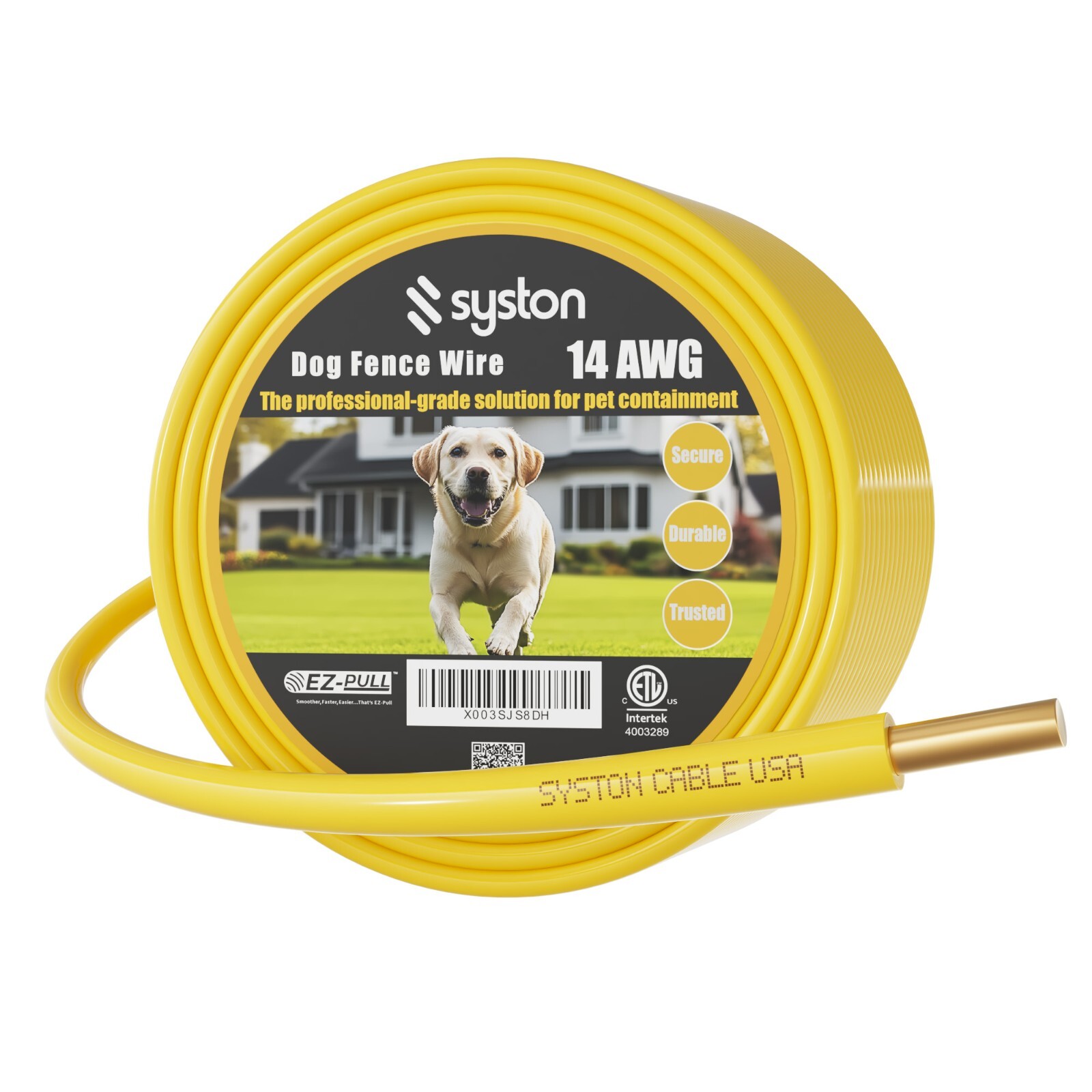 Syston 14 Gauge Electric Dog Fence Boundary Wire-Universal Compatibility Yellow