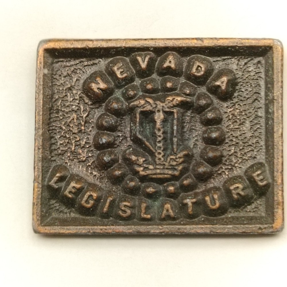 Nevada Legislature Small Bronze Tone Rectangular State Government Lapel Pin