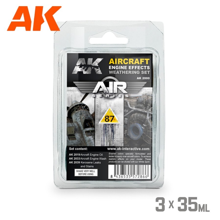AK Interactive: Aircraft Engine - Weathering Enamel Set - AK2000