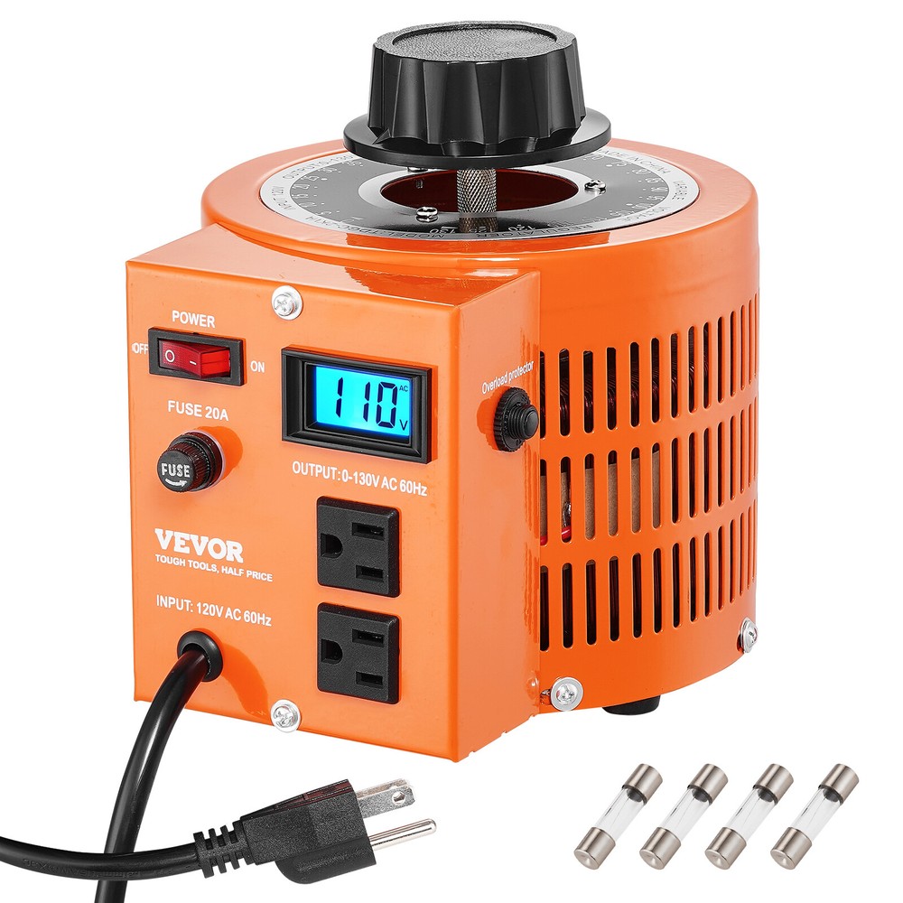 VEVOR 2000VA Variable Voltage Transformer 15.3A 0-130V Voltage Regulator LCD UL
