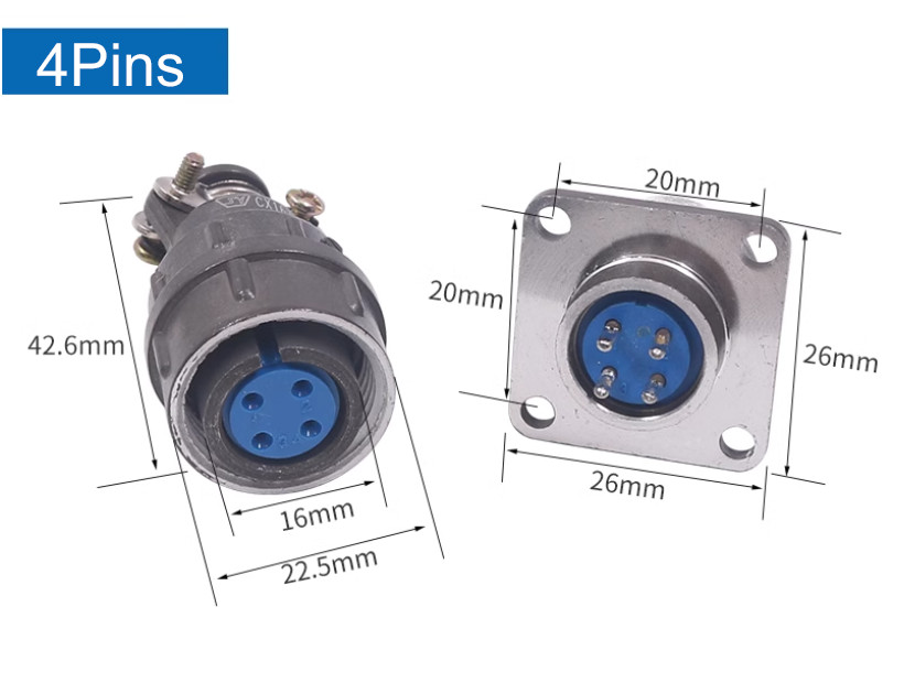 CX16 Series Aviation Plug & Socket Panel Mount Electrical Wire Connector 16mm