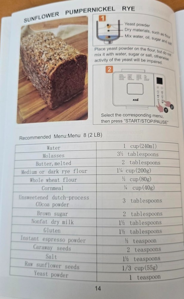 15H Delay Timer, 60Min Keep Warm, 2LB Capacity Bread Machine