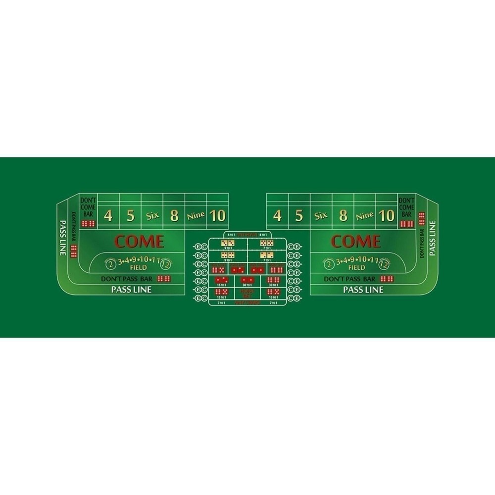 Craps Table Layout Felt - 12 Foot Green