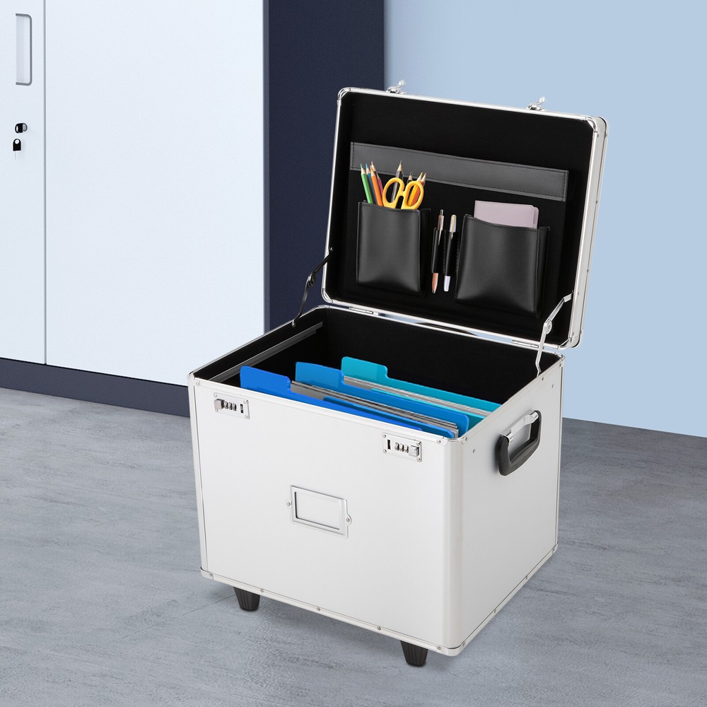 Freestanding File Organizer Box Rectangular Storage Box Silver 48.8*38*41cm