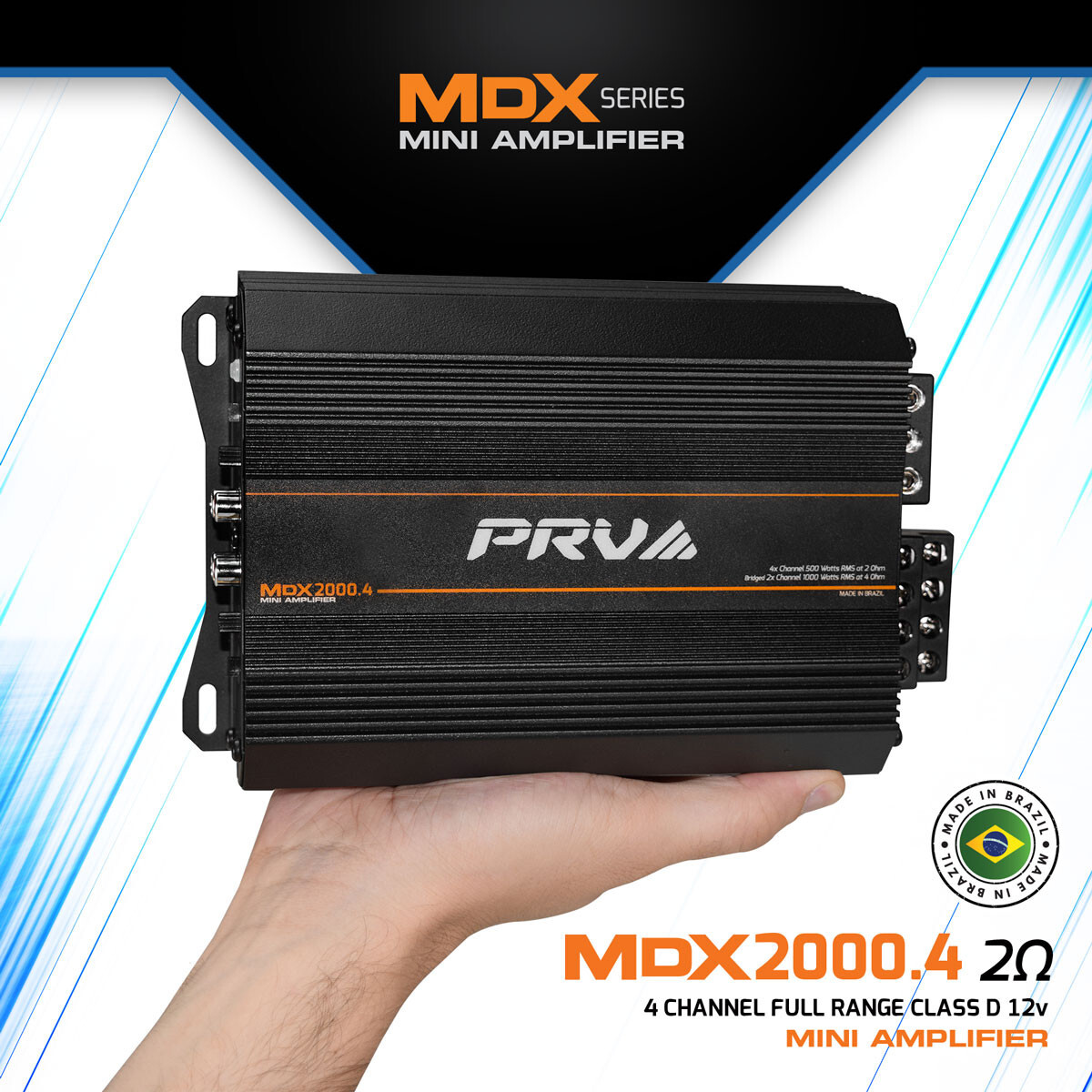 PRV MDX2000.4 2 Ohm Mini 4 Channel 4x 500 Watts Amp Compact Car Audio Amplifier