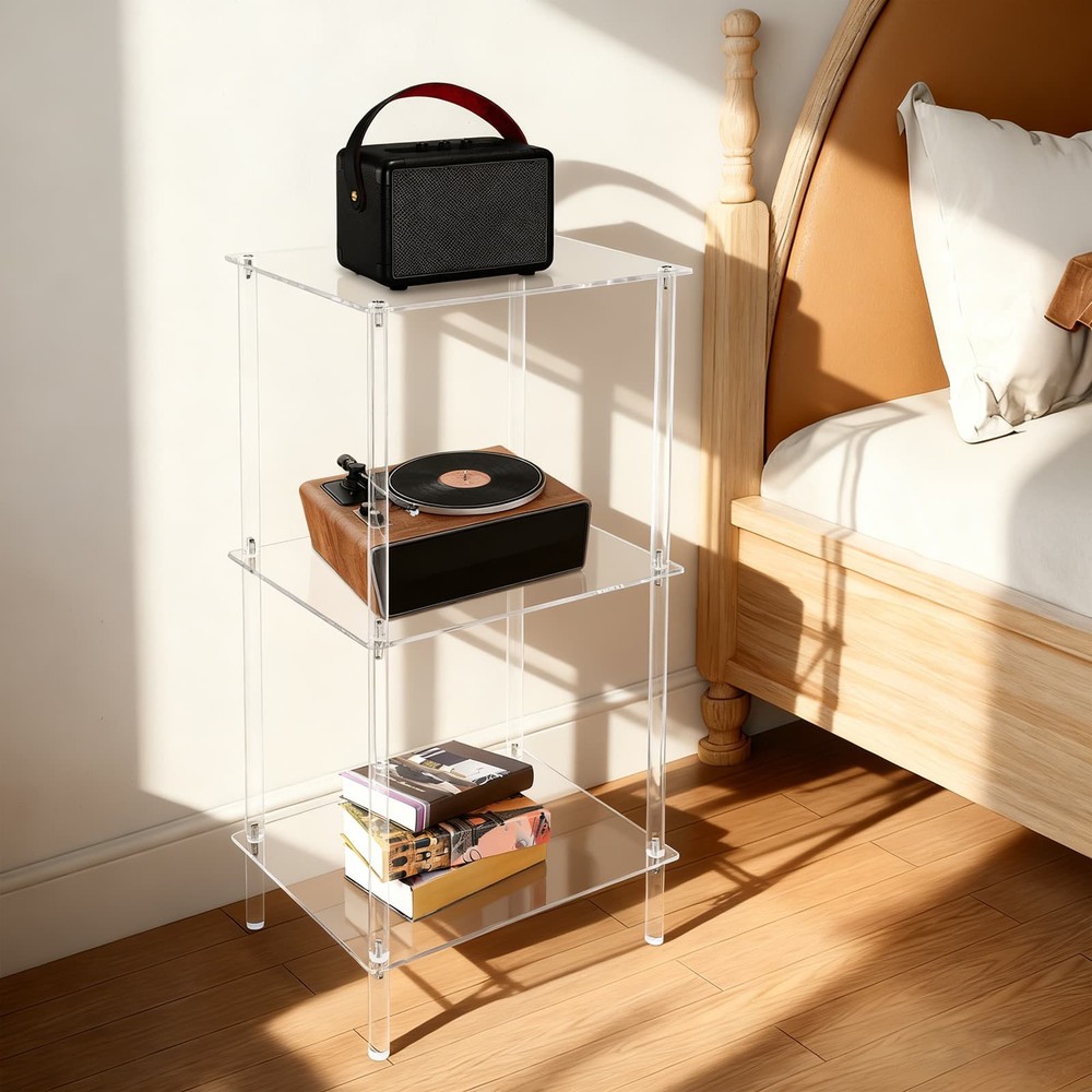 Acrylic Record Player Stand, Clear Record Player Stand, Side Table End Table