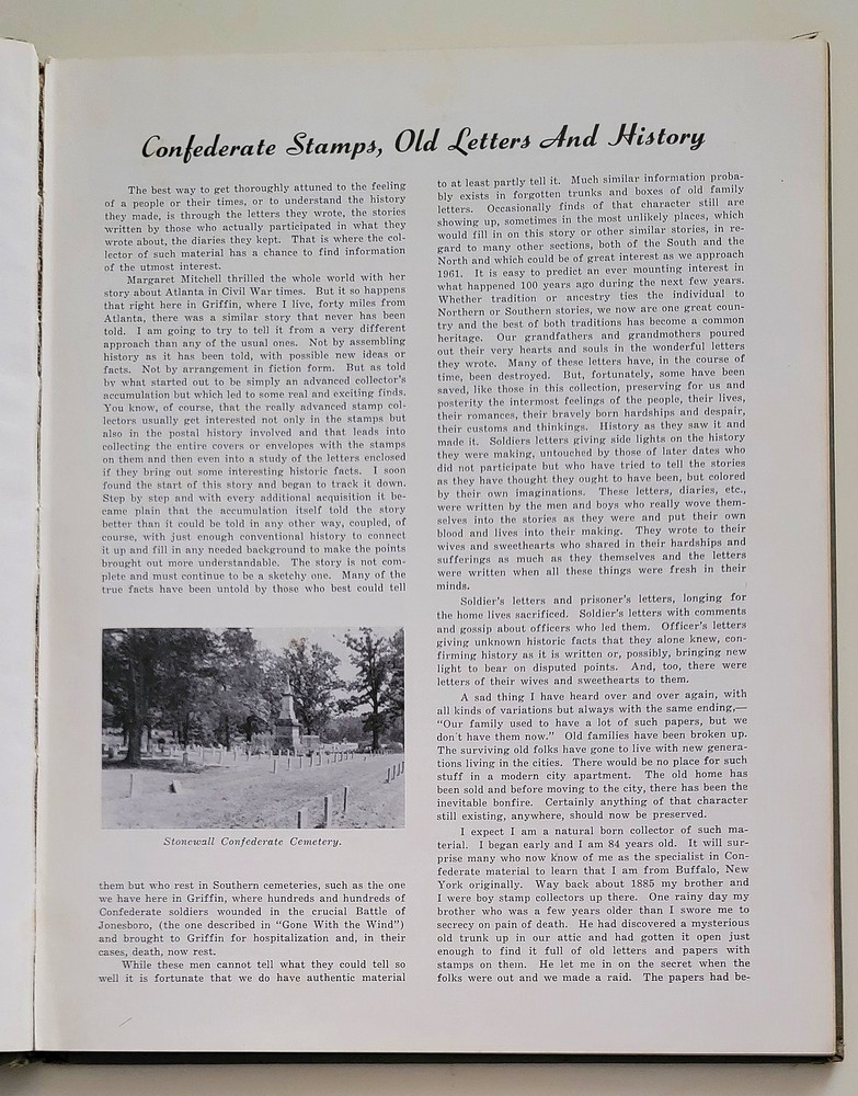 Confederate Stamps, Old Letters and History 1959 book SIGNED by Raynor Hubbell