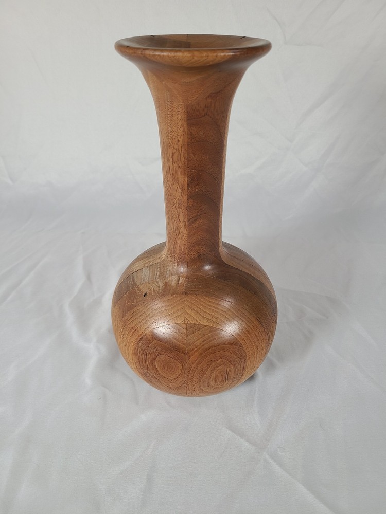 Unique 12 inch Solid Wood Vase with protective soft cloth bottom