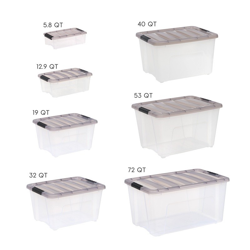 53 Qt. Plastic Storage Bins with Lids Stackable Storage Containers Totes 5 Pack