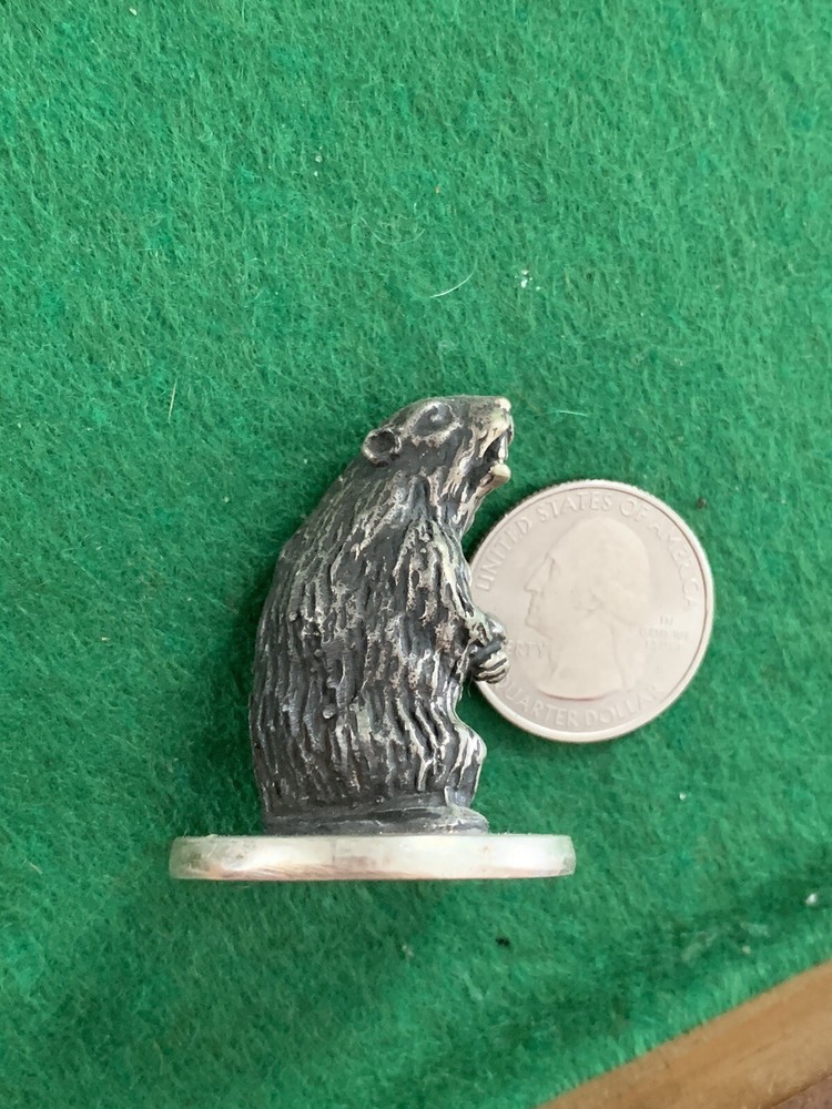 Hallmarked 1873 84 Russian Solid Silver Beaver Statue