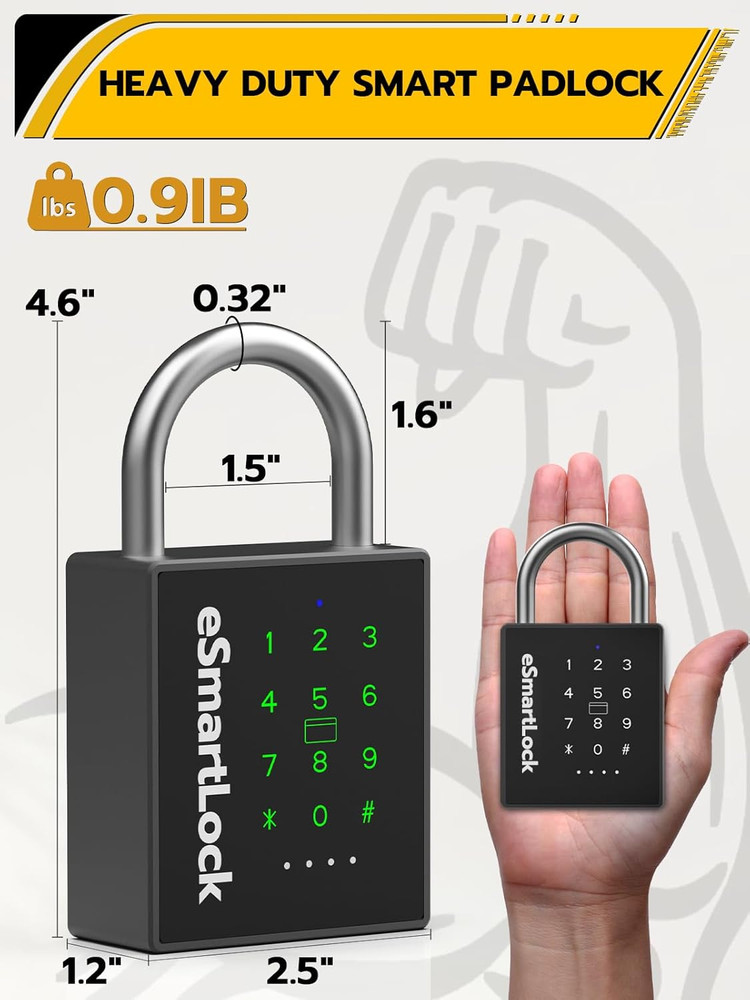 Pothunder Smart Heavy-Duty Padlock with Biometric and RFID Security Features