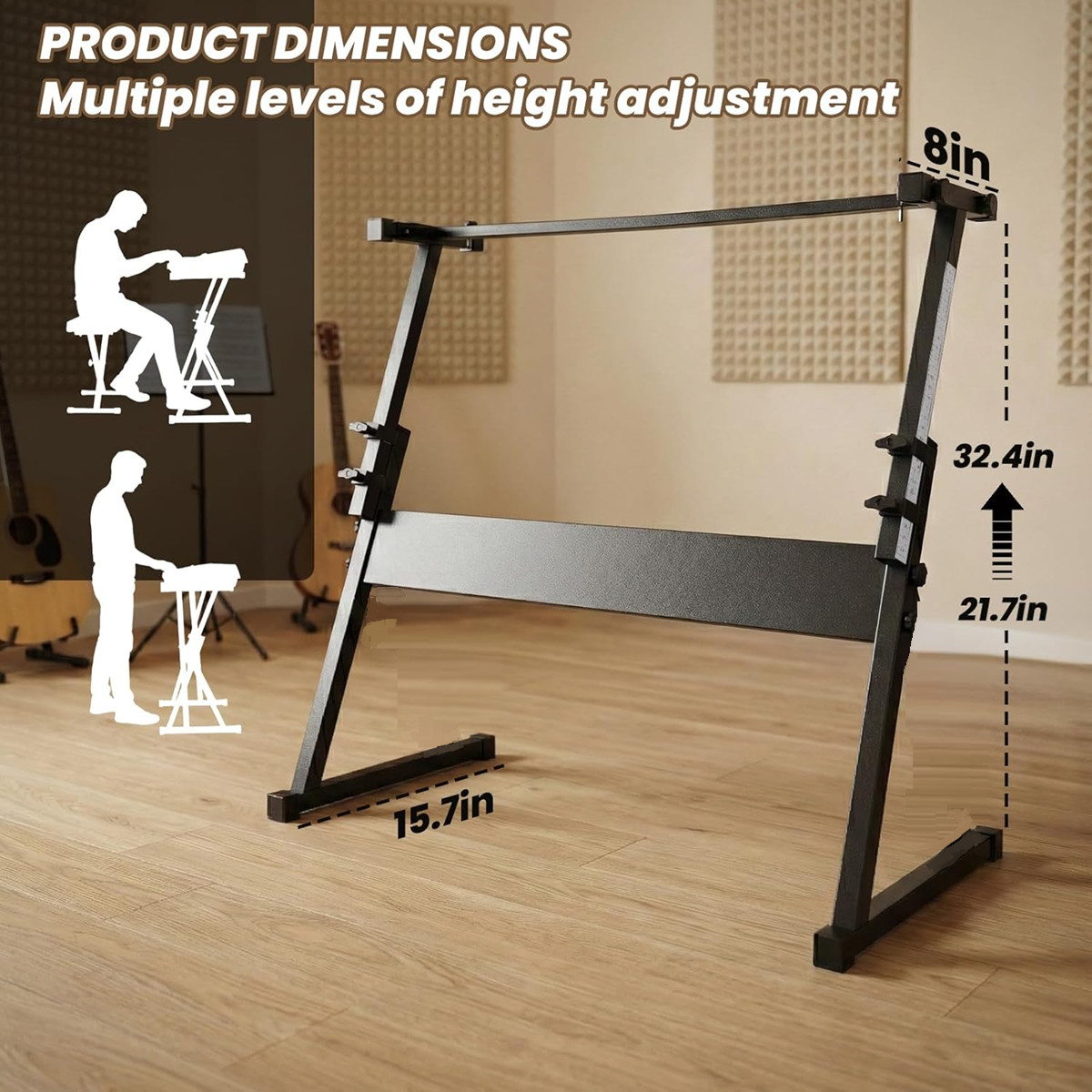Adjust Height Sturdy Z-Stand Electronic Keyboard Stand Compatible for 61~88 Keys