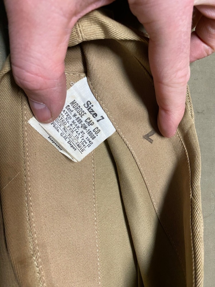 ORIGINAL WWII US ARMY SUMMER KHAKI OVERSEAS GARRISON HAT CAP-MEDIUM SIZE 7