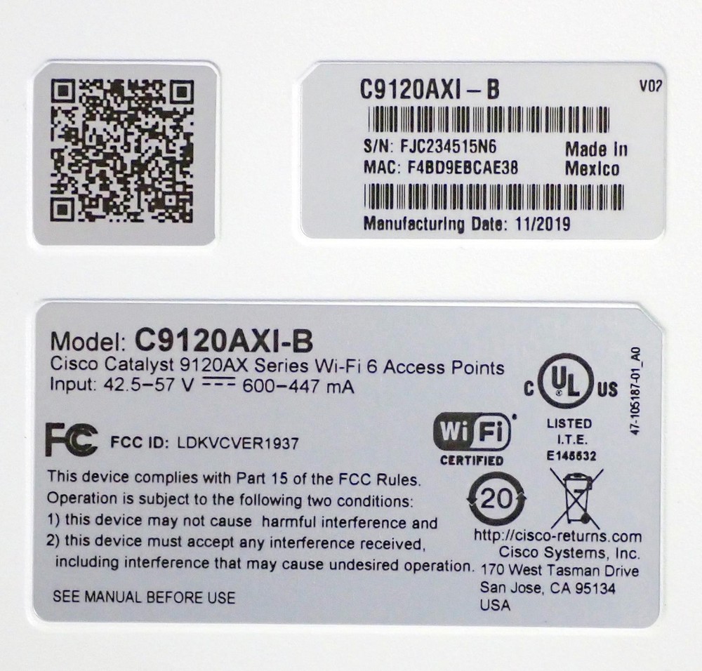 CISCO CATALYST 9120AX Wireless Access Point C9120AXI-B