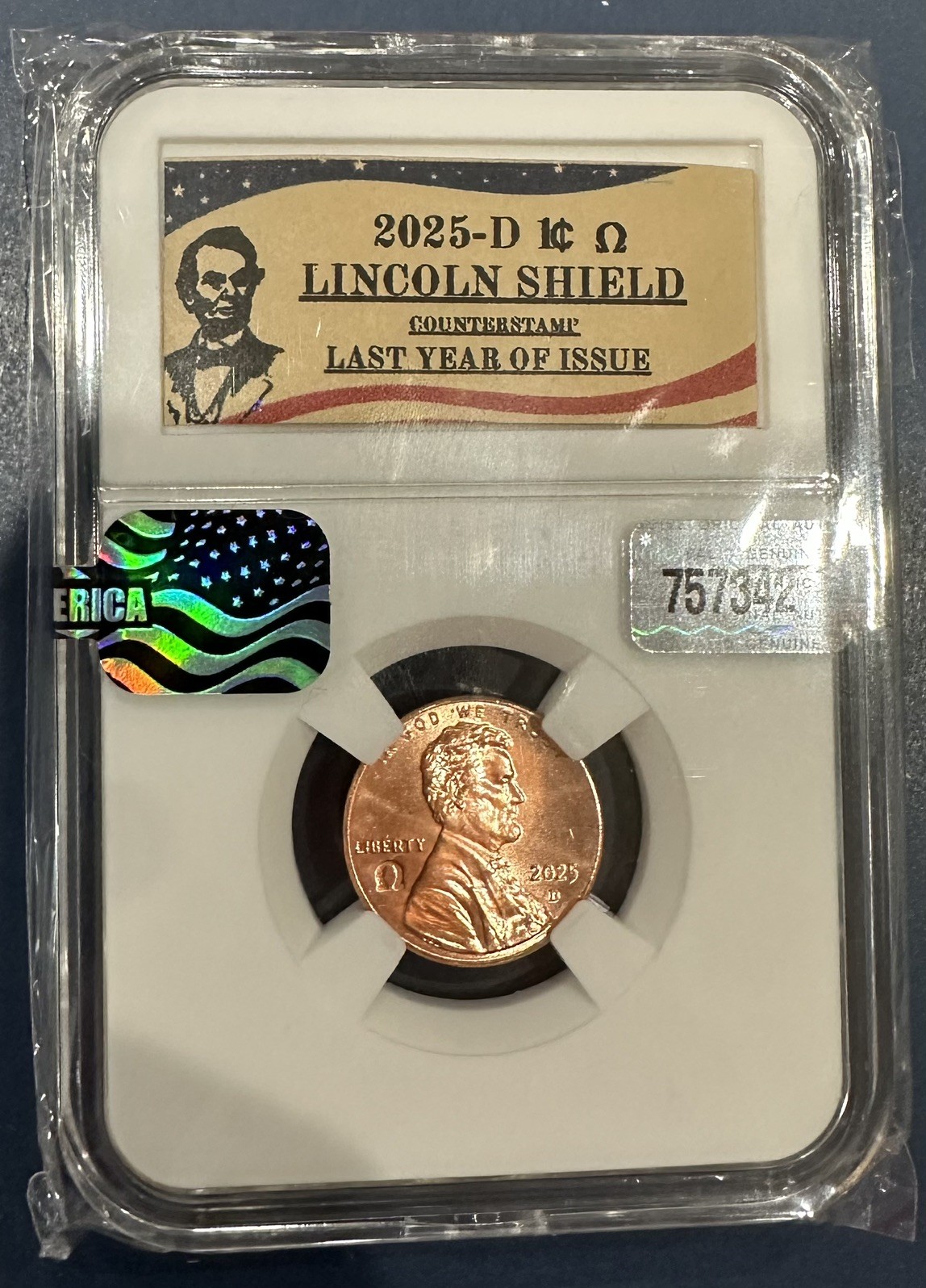 2025 P & D Lincoln Penny Cent OMEGA Ω Counter-Stamp, In Stock Ready To Ship