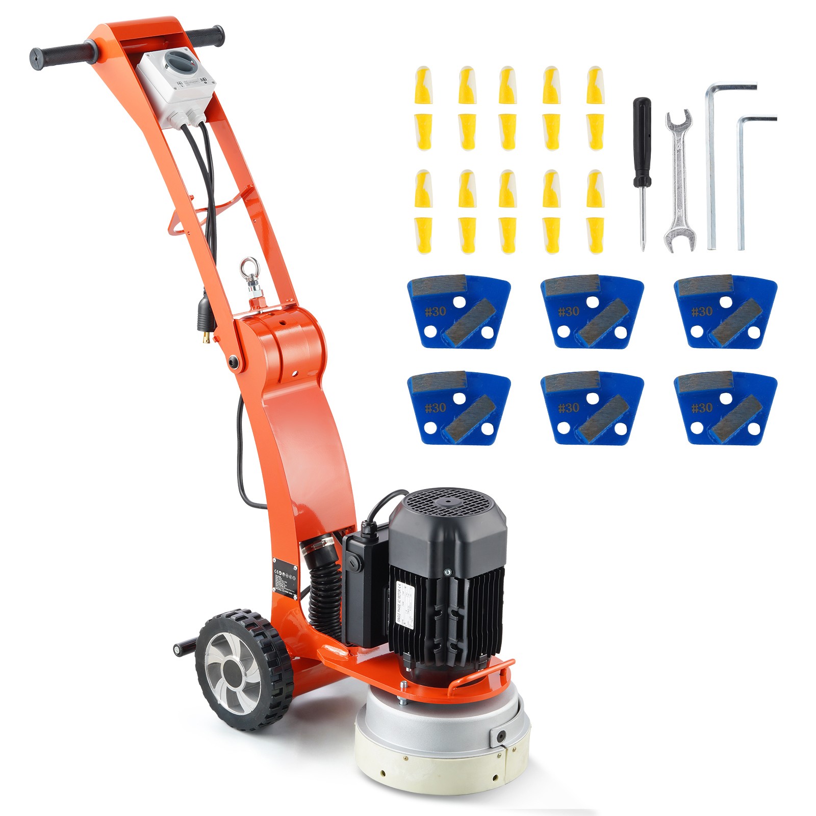 Concrete Floor Grinder 10" Walk-Behind Polisher 1.7HP Adjustable Machine