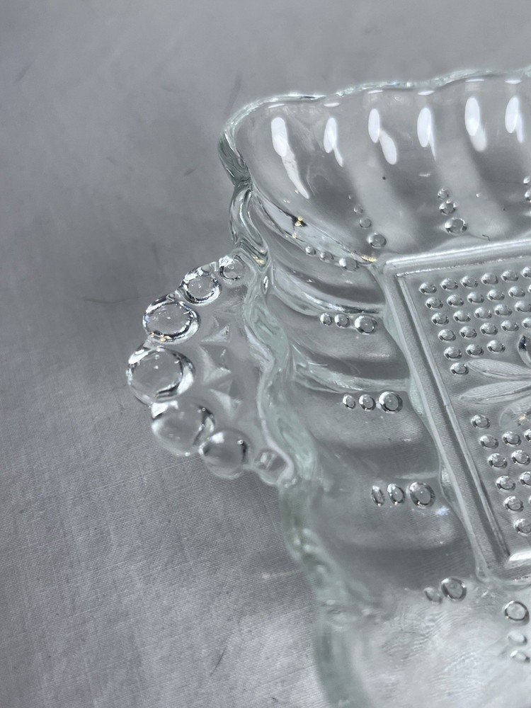 Vintage Clear Rectangular Cut Glass Decorative Candy Dish Platter Tray EUC