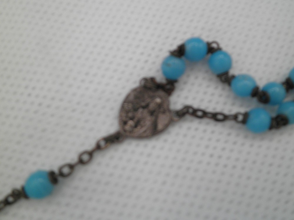 Delphite colored glass rosary 17" long