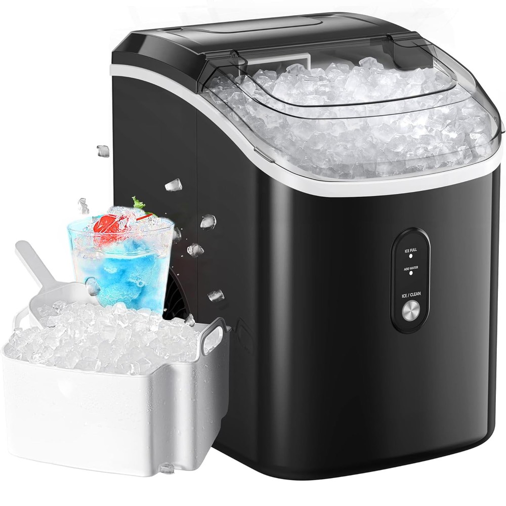 Nugget Ice Makers Countertop, Pellet Ice Machine Self-Cleaning Function 33 lbs