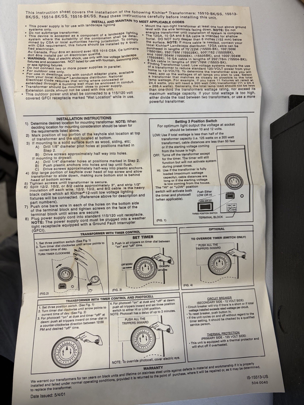 Kichler K-15513-BK Low Voltage Landscape Lighting Transformer w/ Timer