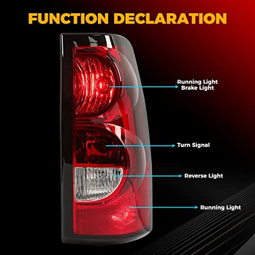 Right Halogen Tail Light Compatible with 2003-2006 Chevy Passenger Red/Clear