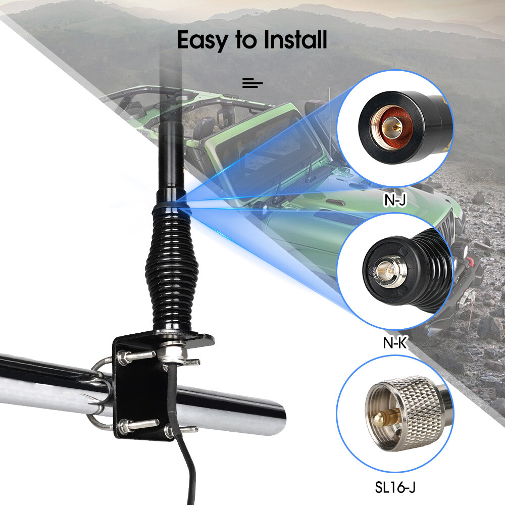 Retevis MR300 GMRS Crash-proof Fiberglass Car Antenna For Mobile Car Radios